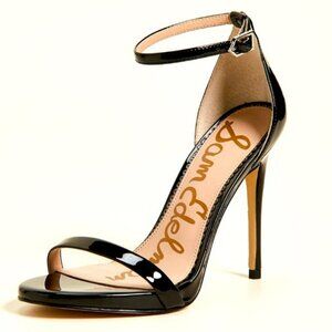 Sam Edelman Eleanor Black Leather OpenToe Ankle Strap 4 3/4 Pointy Heels Women 6